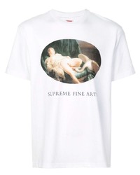 Мужская белая футболка с круглым вырезом с принтом от Supreme