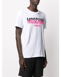 Мужская белая футболка с круглым вырезом с принтом от Moschino