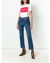 Женская белая футболка с круглым вырезом с принтом от Calvin Klein Jeans