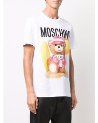 Мужская белая футболка с круглым вырезом с принтом от Moschino