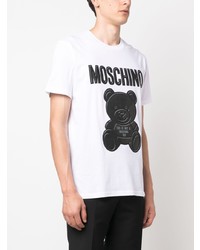 Мужская белая футболка с круглым вырезом с принтом от Moschino