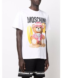 Мужская белая футболка с круглым вырезом с принтом от Moschino