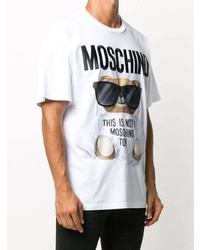 Мужская белая футболка с круглым вырезом с принтом от Moschino