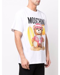 Мужская белая футболка с круглым вырезом с принтом от Moschino