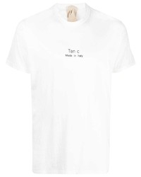 Мужская белая футболка с круглым вырезом с принтом от Ten C