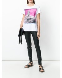 Женская белая футболка с круглым вырезом с принтом от Versace Jeans