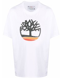Мужская белая футболка с круглым вырезом с принтом от Timberland