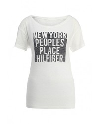 Женская белая футболка с круглым вырезом с принтом от Tommy Hilfiger