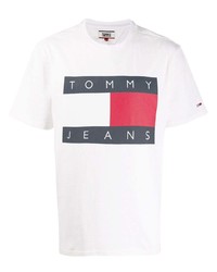 Мужская белая футболка с круглым вырезом с принтом от Tommy Jeans