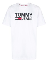 Мужская белая футболка с круглым вырезом с принтом от Tommy Jeans