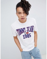 Мужская белая футболка с круглым вырезом с принтом от Tommy Jeans