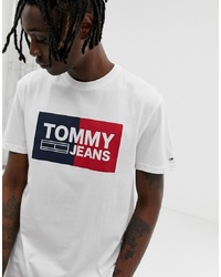 Мужская белая футболка с круглым вырезом с принтом от Tommy Jeans