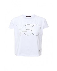 Женская белая футболка с круглым вырезом с принтом от Trussardi Jeans