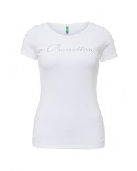 Женская белая футболка с круглым вырезом с принтом от United Colors of Benetton