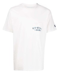 Мужская белая футболка с круглым вырезом с принтом от Universal Works