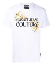 Мужская белая футболка с круглым вырезом с принтом от VERSACE JEANS COUTURE