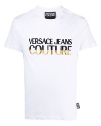 Мужская белая футболка с круглым вырезом с принтом от VERSACE JEANS COUTURE