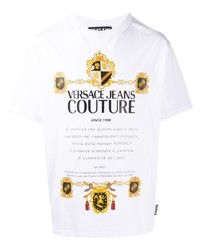 Мужская белая футболка с круглым вырезом с принтом от VERSACE JEANS COUTURE