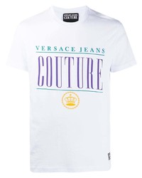 Мужская белая футболка с круглым вырезом с принтом от VERSACE JEANS COUTURE