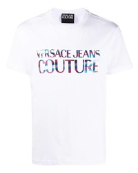 Мужская белая футболка с круглым вырезом с принтом от VERSACE JEANS COUTURE