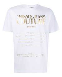 Мужская белая футболка с круглым вырезом с принтом от VERSACE JEANS COUTURE