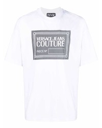 Мужская белая футболка с круглым вырезом с принтом от VERSACE JEANS COUTURE