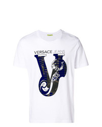 Мужская белая футболка с круглым вырезом с принтом от Versace Jeans