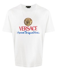 Мужская белая футболка с круглым вырезом с принтом от Versace