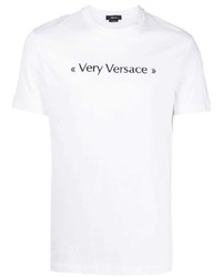 Мужская белая футболка с круглым вырезом с принтом от Versace