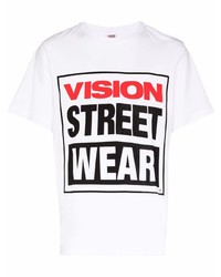 Мужская белая футболка с круглым вырезом с принтом от Vision Street Wear