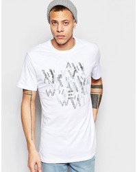 Мужская белая футболка с круглым вырезом с принтом от WÅVEN