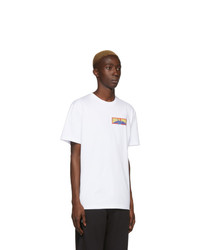 Мужская белая футболка с круглым вырезом с принтом от DOUBLE RAINBOUU