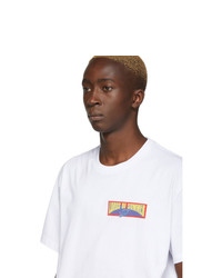 Мужская белая футболка с круглым вырезом с принтом от DOUBLE RAINBOUU