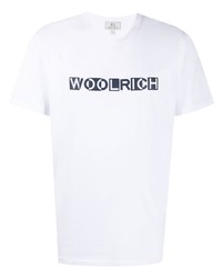 Мужская белая футболка с круглым вырезом с принтом от Woolrich