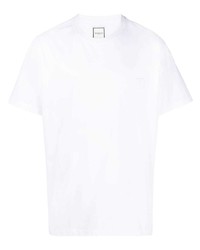 Мужская белая футболка с круглым вырезом с принтом от Wooyoungmi