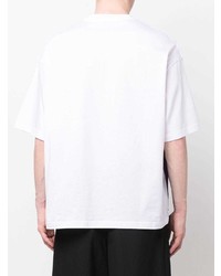 Мужская белая футболка с круглым вырезом с принтом от Lanvin