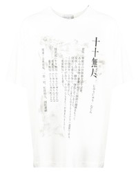 Мужская белая футболка с круглым вырезом с принтом от Yohji Yamamoto