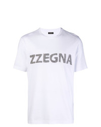 Мужская белая футболка с круглым вырезом с принтом от Z Zegna