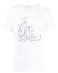 Мужская белая футболка с круглым вырезом с принтом от Zadig & Voltaire