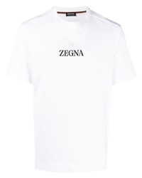 Мужская белая футболка с круглым вырезом с принтом от Zegna