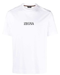 Мужская белая футболка с круглым вырезом с принтом от Zegna