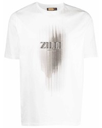 Мужская белая футболка с круглым вырезом с принтом от Zilli