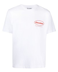 Мужская белая футболка с круглым вырезом с принтом от Études