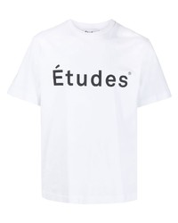 Мужская белая футболка с круглым вырезом с принтом от Études