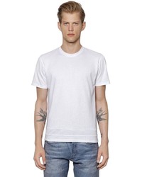 Белая футболка с круглым вырезом с рельефным рисунком