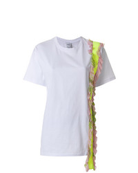 Женская белая футболка с круглым вырезом с рюшами от Brognano