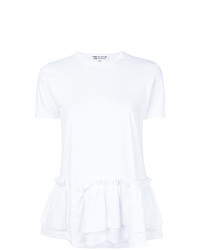 Женская белая футболка с круглым вырезом с рюшами от Comme Des Garcons Comme Des Garcons