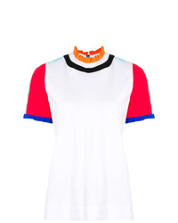 Женская белая футболка с круглым вырезом с рюшами от NO KA 'OI