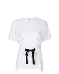 Женская белая футболка с круглым вырезом с рюшами от Proenza Schouler