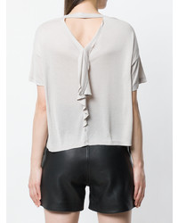 Женская белая футболка с круглым вырезом с рюшами от Unravel Project